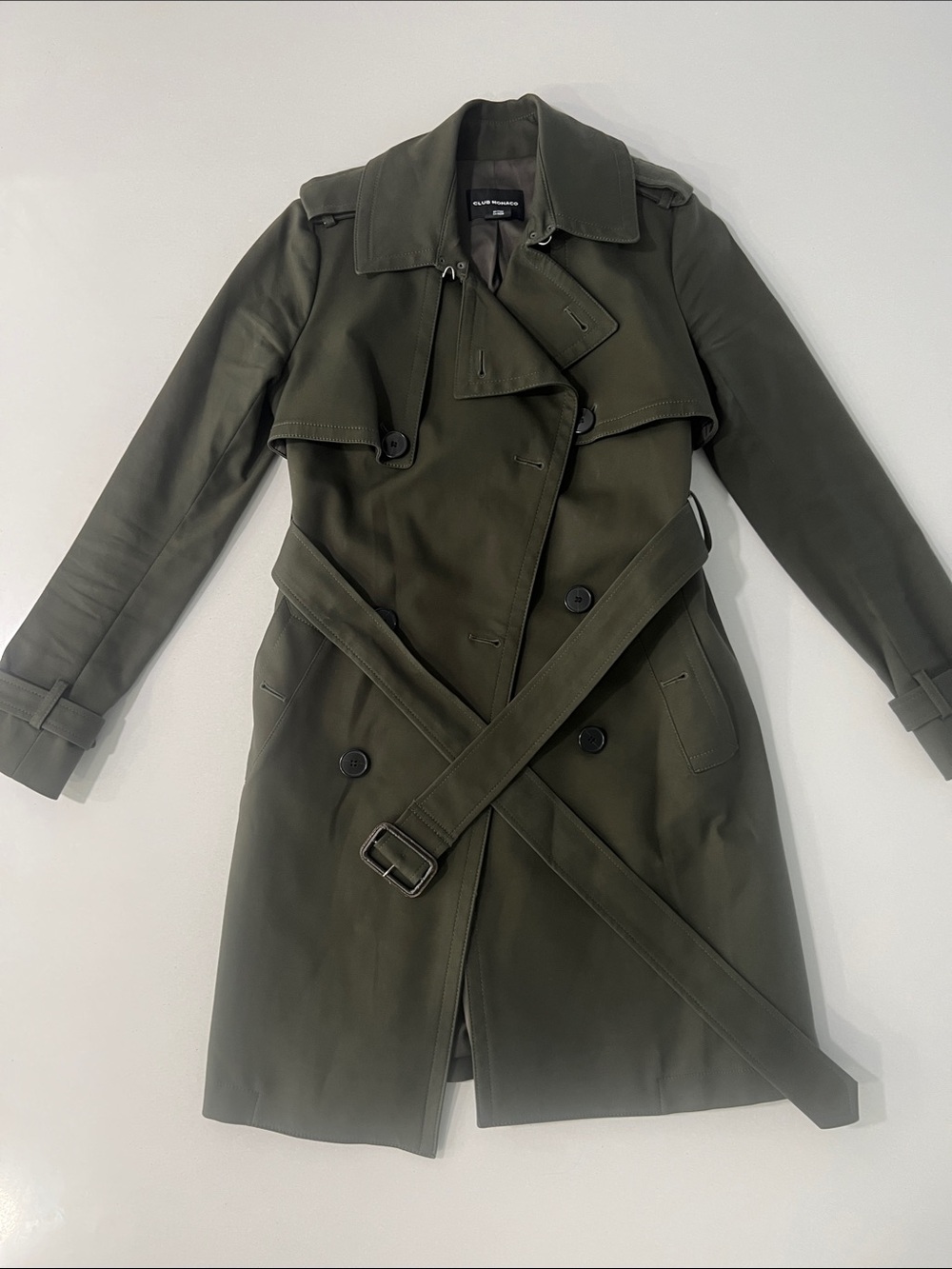 Club Monaco Matie Olive Green Trench Coat